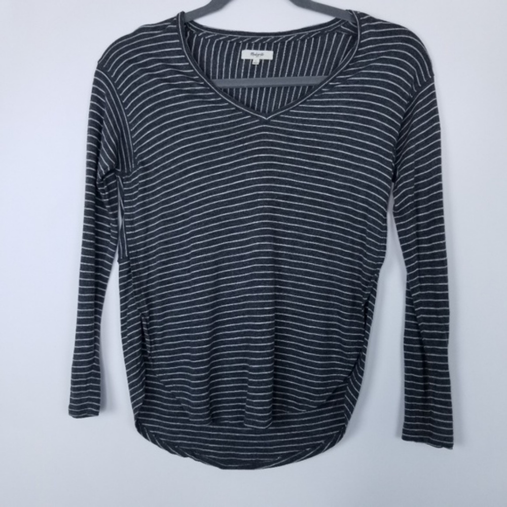 Madewell long sleeve black and grey stripe shirt